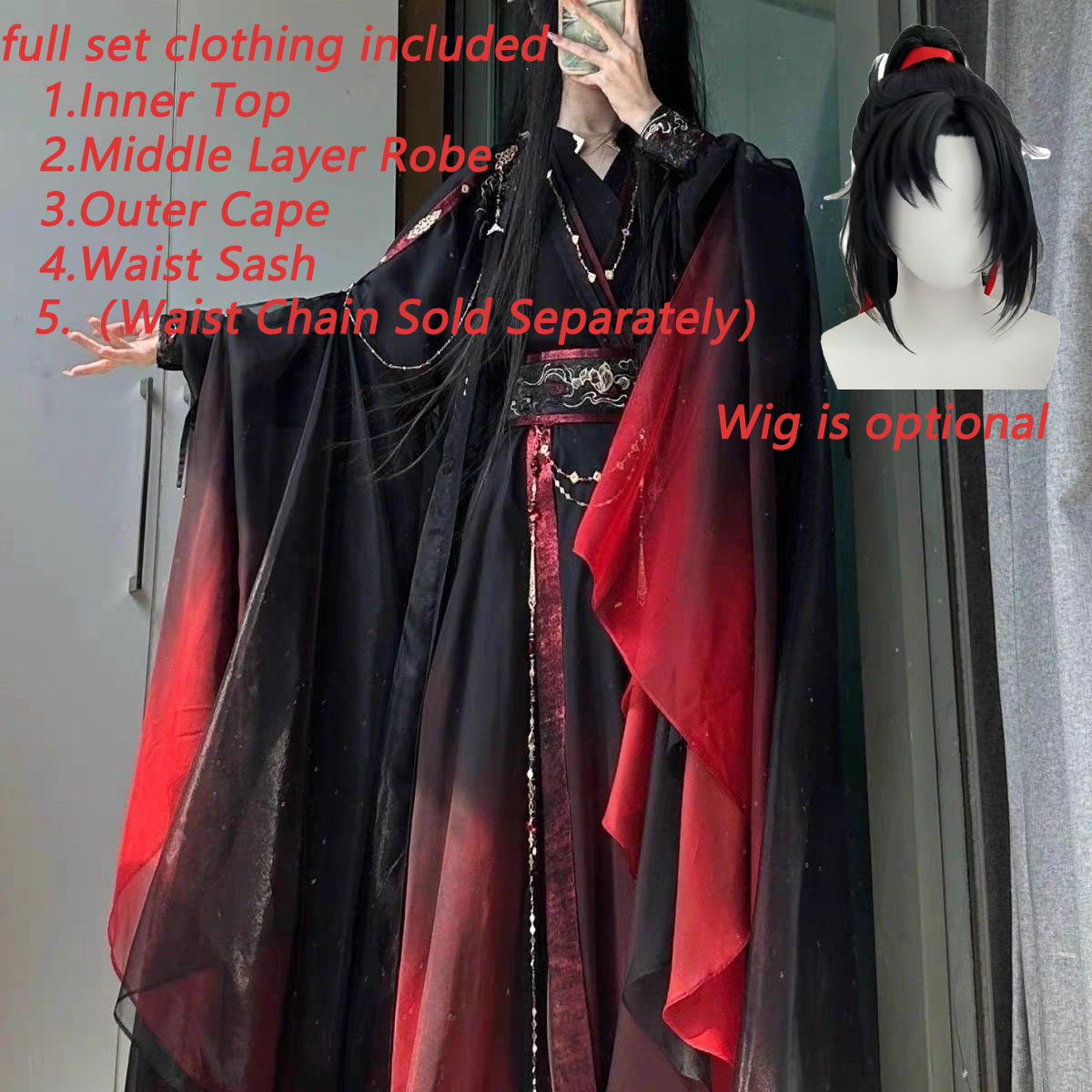 Anime Cosplay Show - Unisex oude Chinese Xianxia-gewaad 4-delige set,