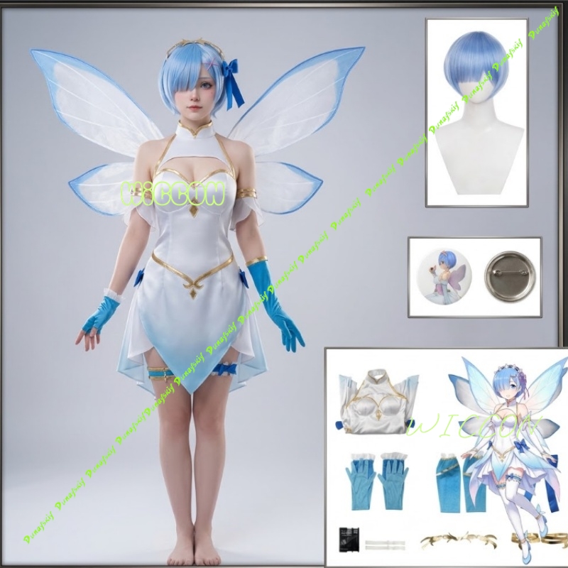 Re Zero Rem Wig - Re Zero Rem Flower Fairy Cosplay