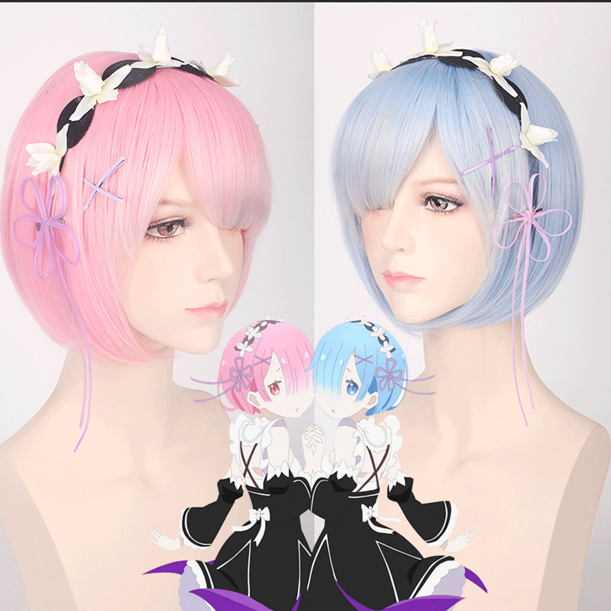 Re Zero Rem Wig - Vanaf nul beginnen in een andere